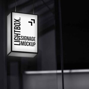 hanging lightbox signage mockup
